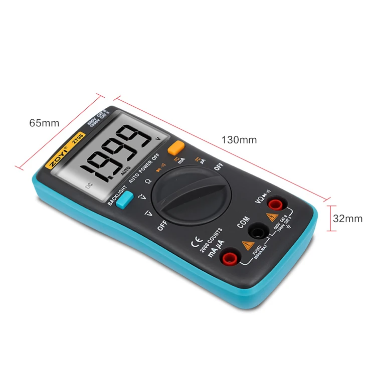 ZOTEK ZOYI OEM Cheap 2000 Counts Auto Ranging Multimeter Small Digital Multimeter