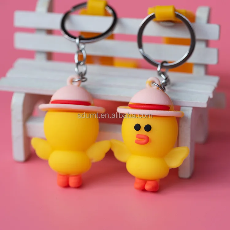 Popular Cute Cartoon Mini Portable Duck Keychain Fashion Rubber Animal