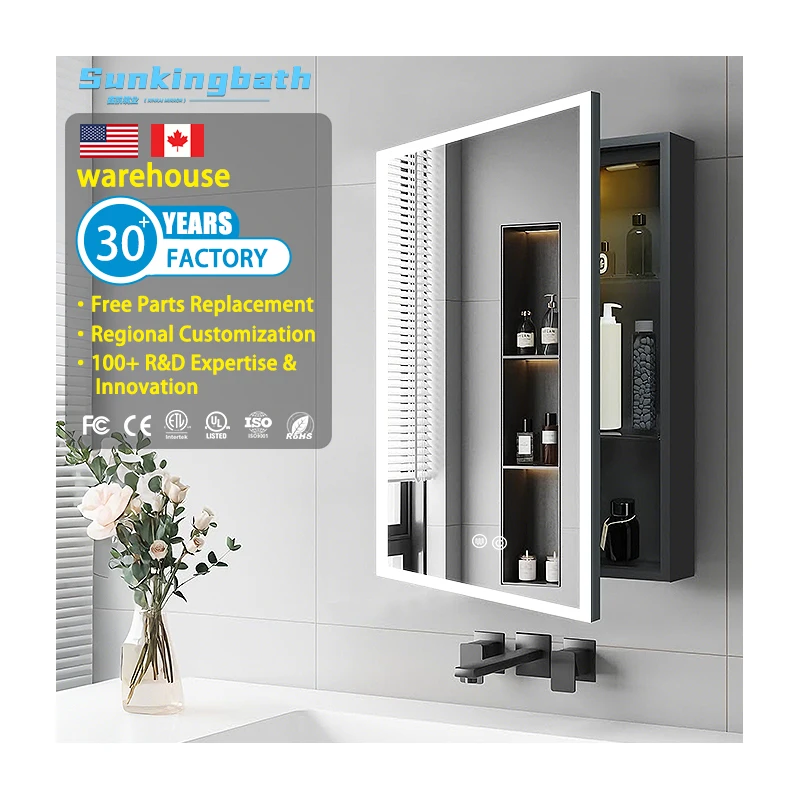 High Quality Modern Wall Mounted Bathroom Cabinet Espejo Con Armario Led Bathroom Cabinet with Mirror and Light for Hotel