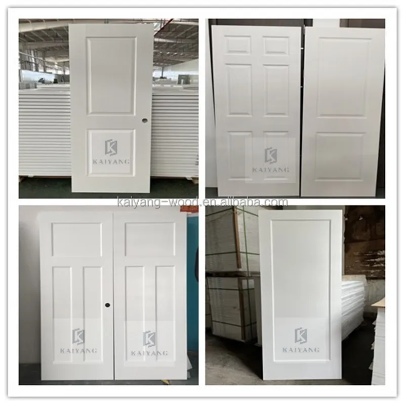 Modern Interior Three Panel Shaker Style White Primer Hollow Core Solid