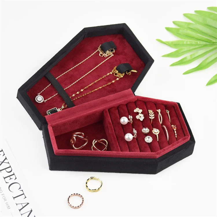 QY Coffin Jewelry Box Mini Coffin Shaped Gothic Jewelry Case Plh...