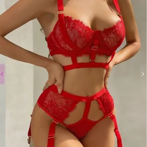 Lism Custom High Quality European American Sexy Lingerie Set for Women Embroidered Bra Suit Perspective Garter Belt Decoration