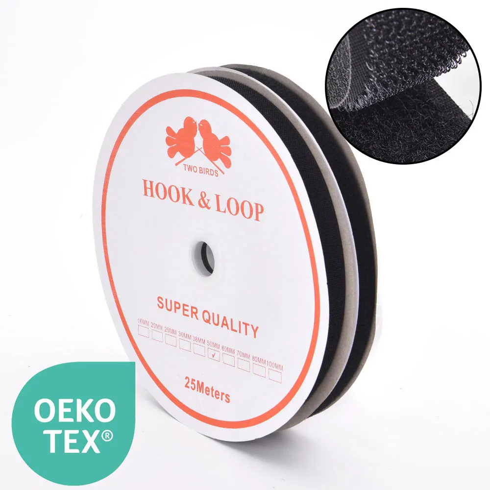 100% Polyester Sew-On Hook and Loop Fastener Tape 20mm Ordinary Style for Shoes Bags Garments Eco-Friendly Strap