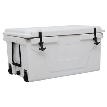 high-capacity 65QT portable  white cooler box with wheels  ice cooler box