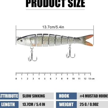 Sinking Multi-Jointed Fishing Lure Set, Multi-Segment Minnow Bait, Plastic Hard Bionic Lure Outdoor Fishing Tackle – Minnow – view 3