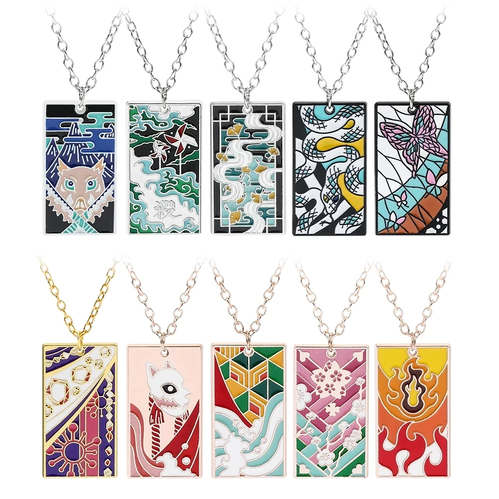 Anime Demon Slayer Enamel Metal Pattern Necklace Demon Slaying Corps Sign Tag Anime Fans Collect Souvenir Necklace Jewelry
