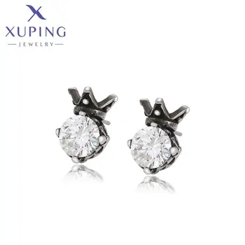 95389 XUPING Jewelry Popular Black Gun Color Stud Earring Fashion Stainless Steel Jewelry Cute Earrings