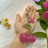 Green Leaf Cherry Rose Red