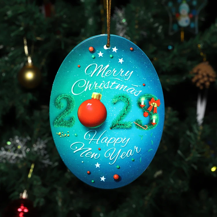 product factory wholesale cheaper glass pendant uv printing custom merry christmas ornament gifts christmas decoration supplier-43