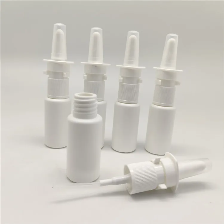 5ml 10ml 15ml 30ml White Empty PE Nasal Spray Bottle with Snap on Pharmaceutical Nasal Sprayer