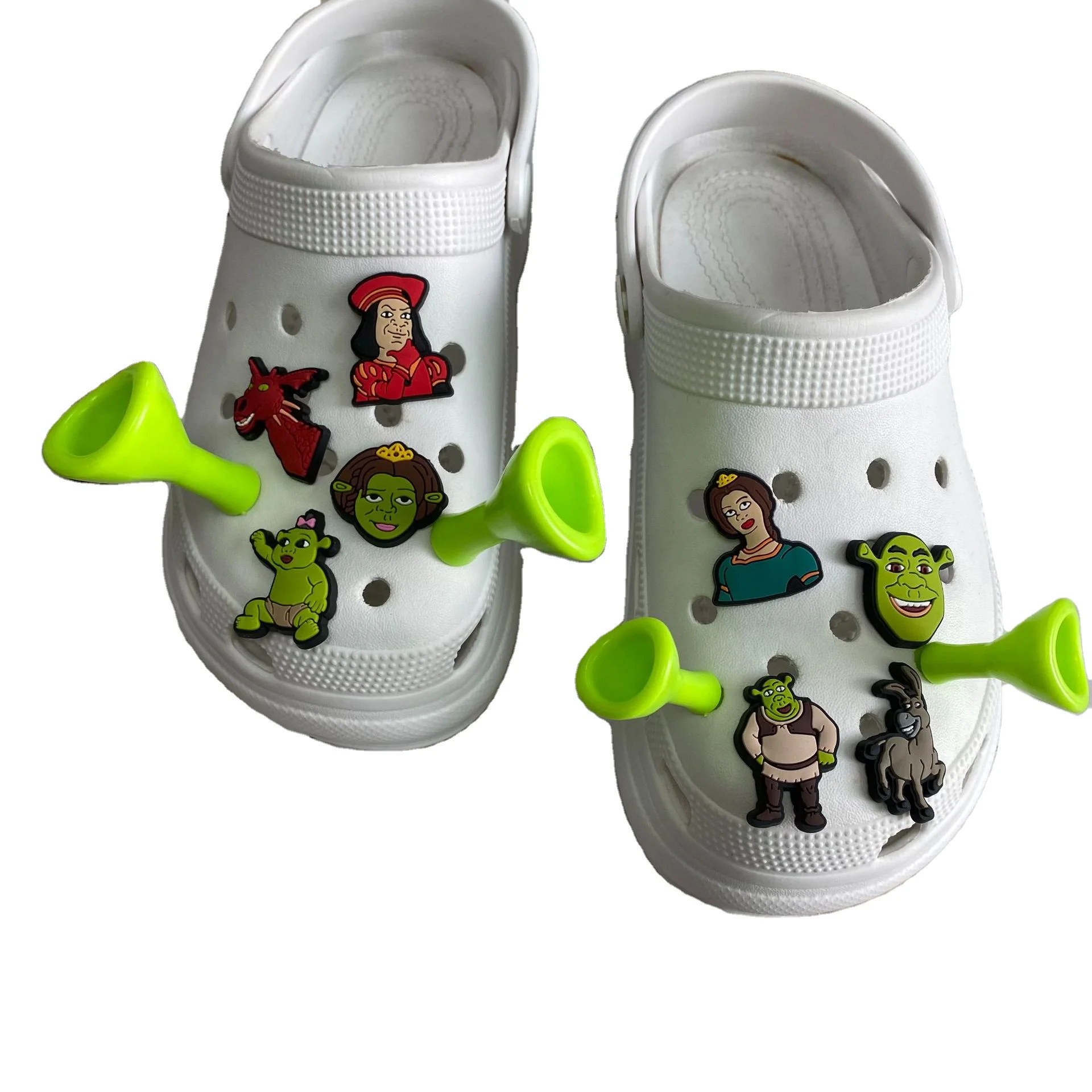 10PCS High Imitation PVC Shoe Charms Cartoon Shrek Croc Clogs Sandals  Garden Shoe Accessories Funny Jibz for Kids Boy Party Gift - AliExpress