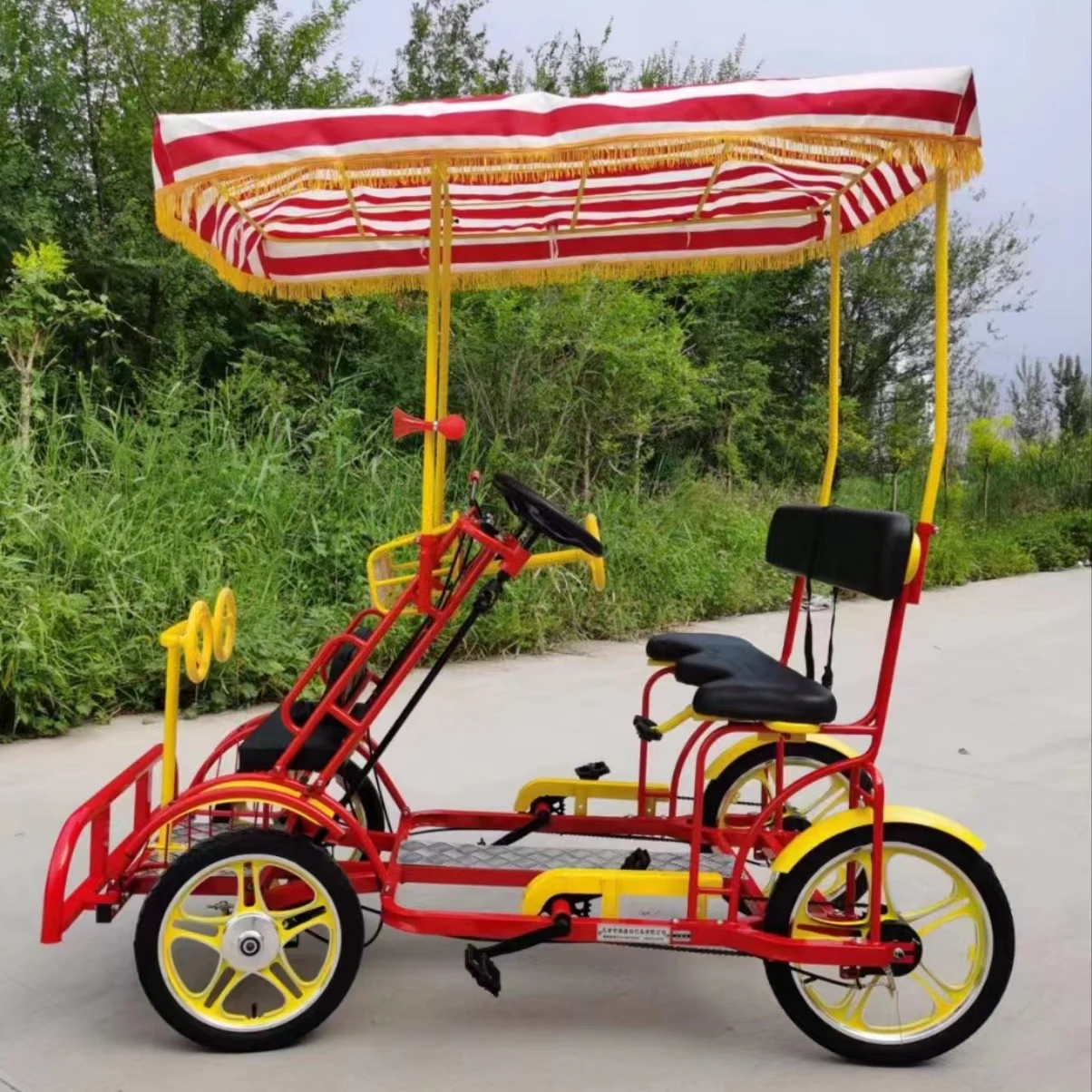 Factory Direct Sightseeing Double Adult Bicycle tandem Electric Bike Two Person tandem Bike with Baby Seat Parent-child Bikes