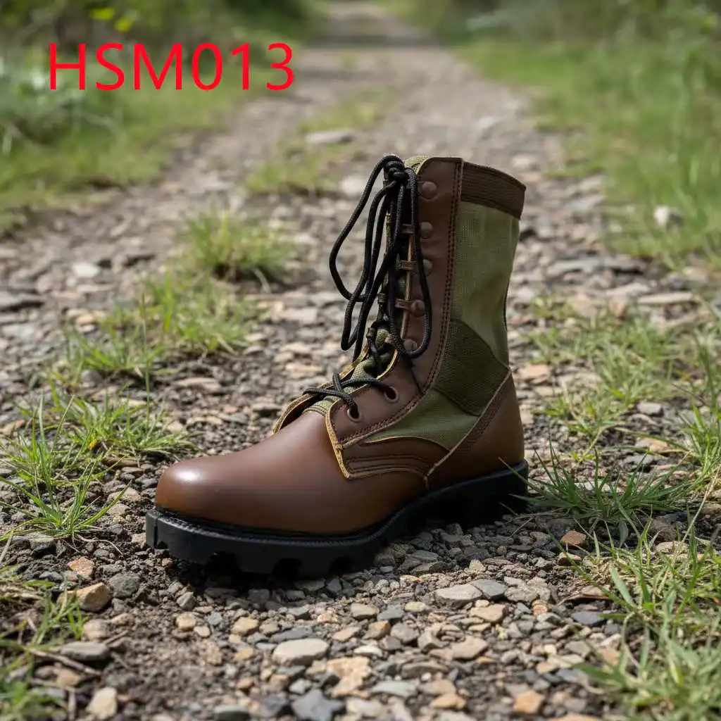 ZYF,Field Surveying Water-repellent Nylon Fabric Combat Boots for USA Camping Trips Brown&green Hard Tactical Boots HSM013