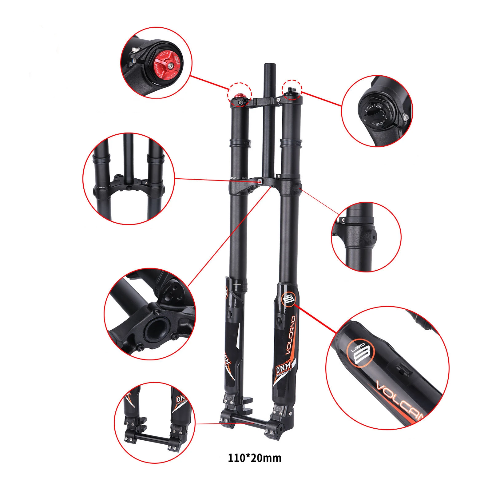 DNM USD-8S 8N Electric Motorcycle Double Shoulder Front Fork Enduro Bike  Front Fork Travel 203mm Mountain Bike DH FR