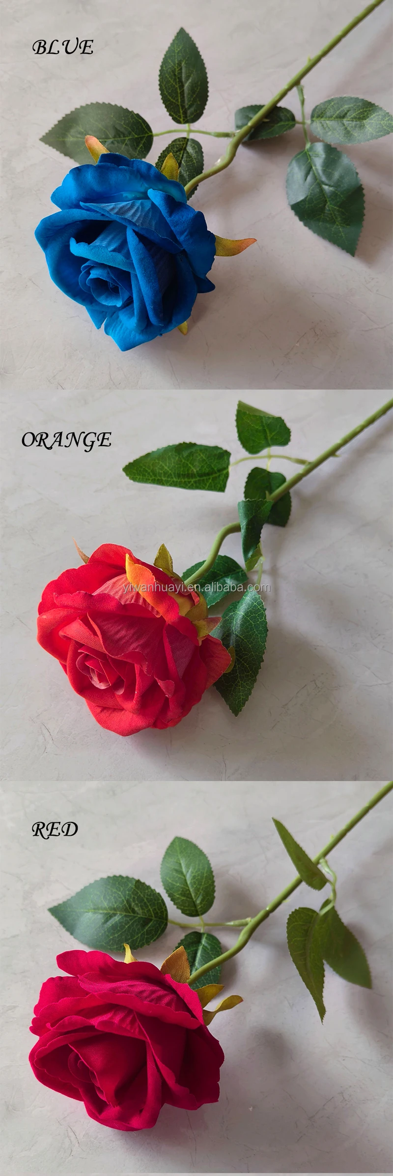 Yiwan Amazon Single Stem Artificial Silk Velvet Diamond Roses Cheap Flowers For Home Wedding