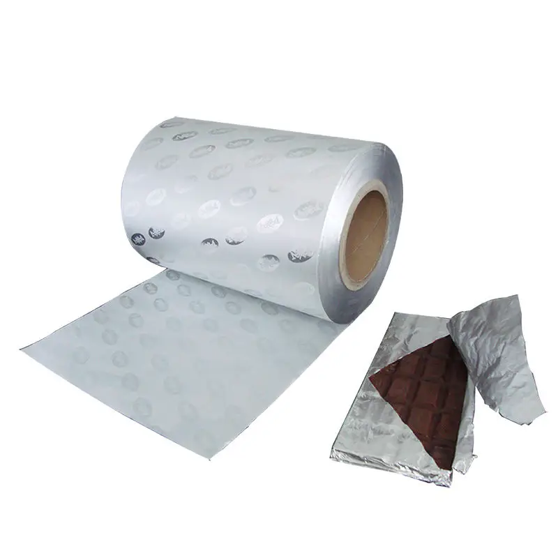 12mic Custom Printed Silver Golden Color One Side Heat Seal Coating Chocolate bar Packing Aluminum Foil Wrappers