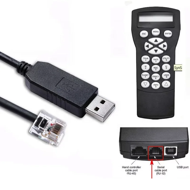 USB RS232 to RJ11 RJ12 Skywatcher Handle Cable SynScan Astronomical Mirror Cable