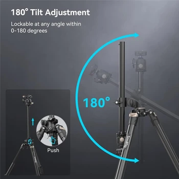 Small Rig 73" Camera Tripod 360 Rotation Center Column Horizontal Tripod Monopod With Smartphone Holder Carrying Bag-4288 detail image