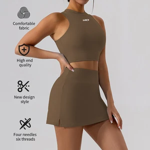 Custom Running Tennis Pleated Skirts Gym Top Slim Fitness Outdoor Sports Top Athletic Wear Tennis Golf Skirts Sets