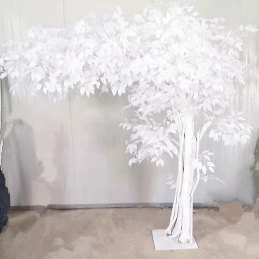 White Artificial Ficus Leaf Tree Plants of Leaves for Wedding Decor