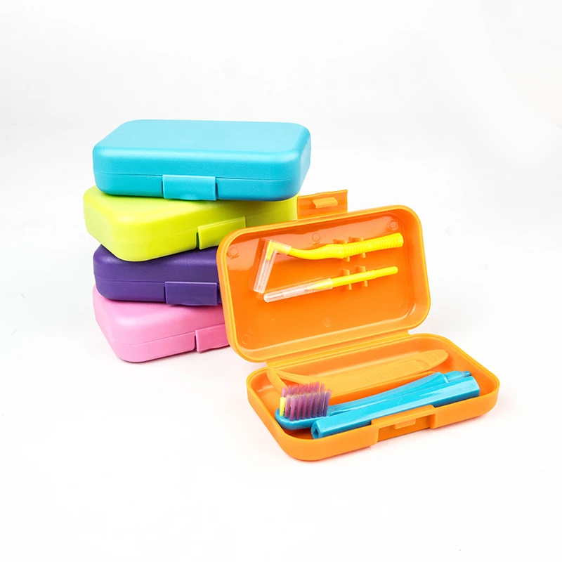 Portable Home Dental Care Kit Orthodontic Interdental Travel Foldable Brush Storage Box Manual Plastic Ortho Gum Cleaning