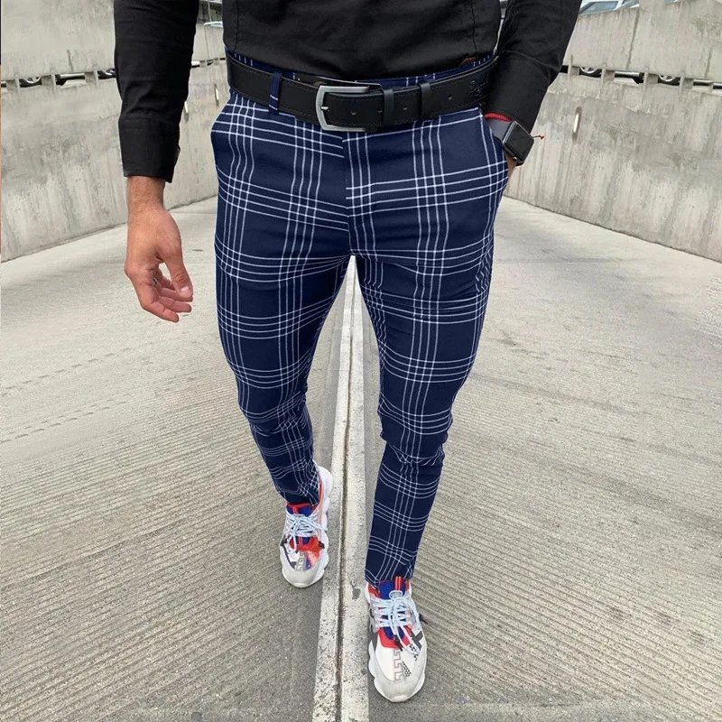 Fashion Men Slim Fit Plaid Stripe Business Formal Pants Casual Office  Skinny Ankle Length Trousers M3XL  Walmart Canada