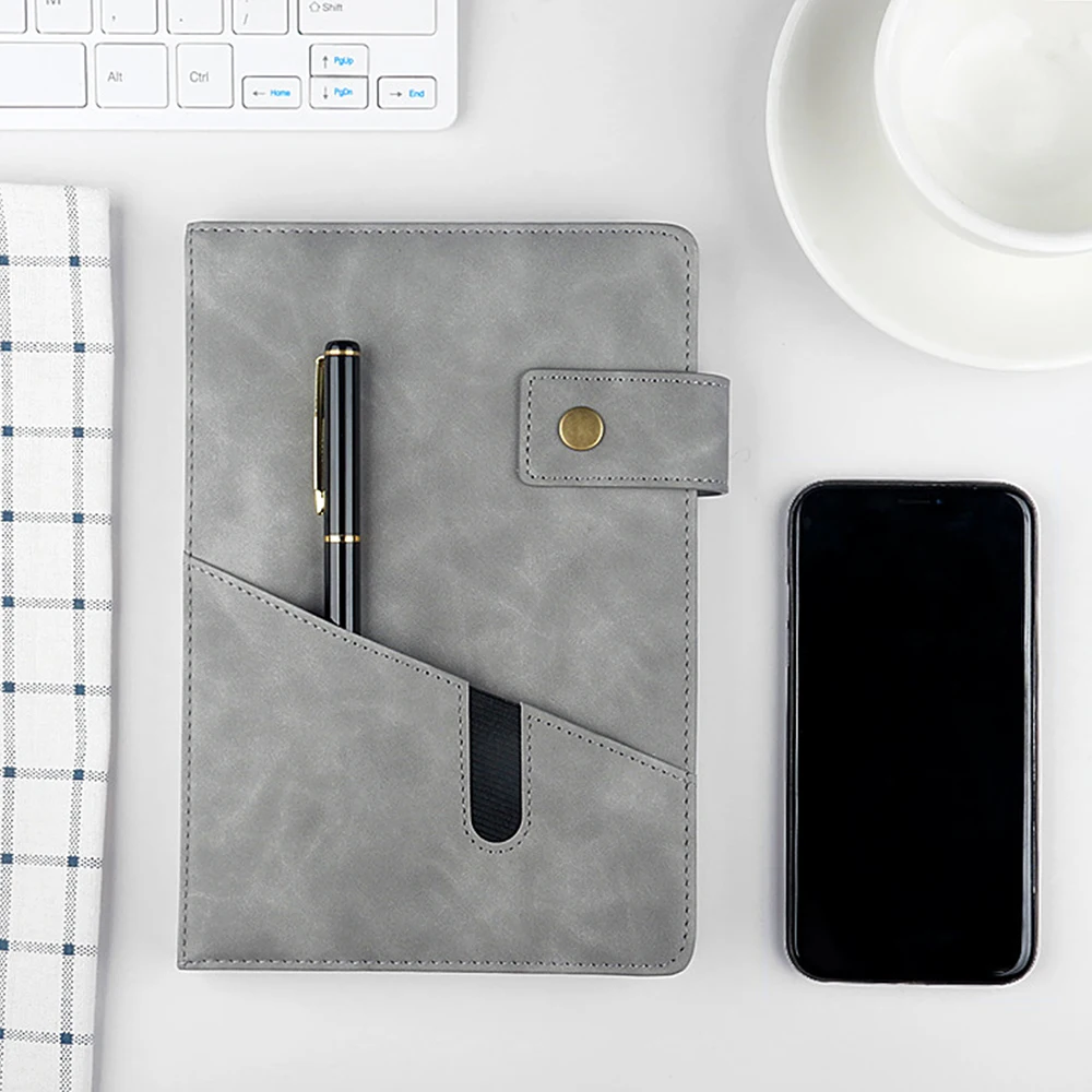 Premium 100 Sheet Notebook Planner Classic Commercial Design PU Leather Pocket Sewn Hot Press Bound Diary Custom Journal Gift