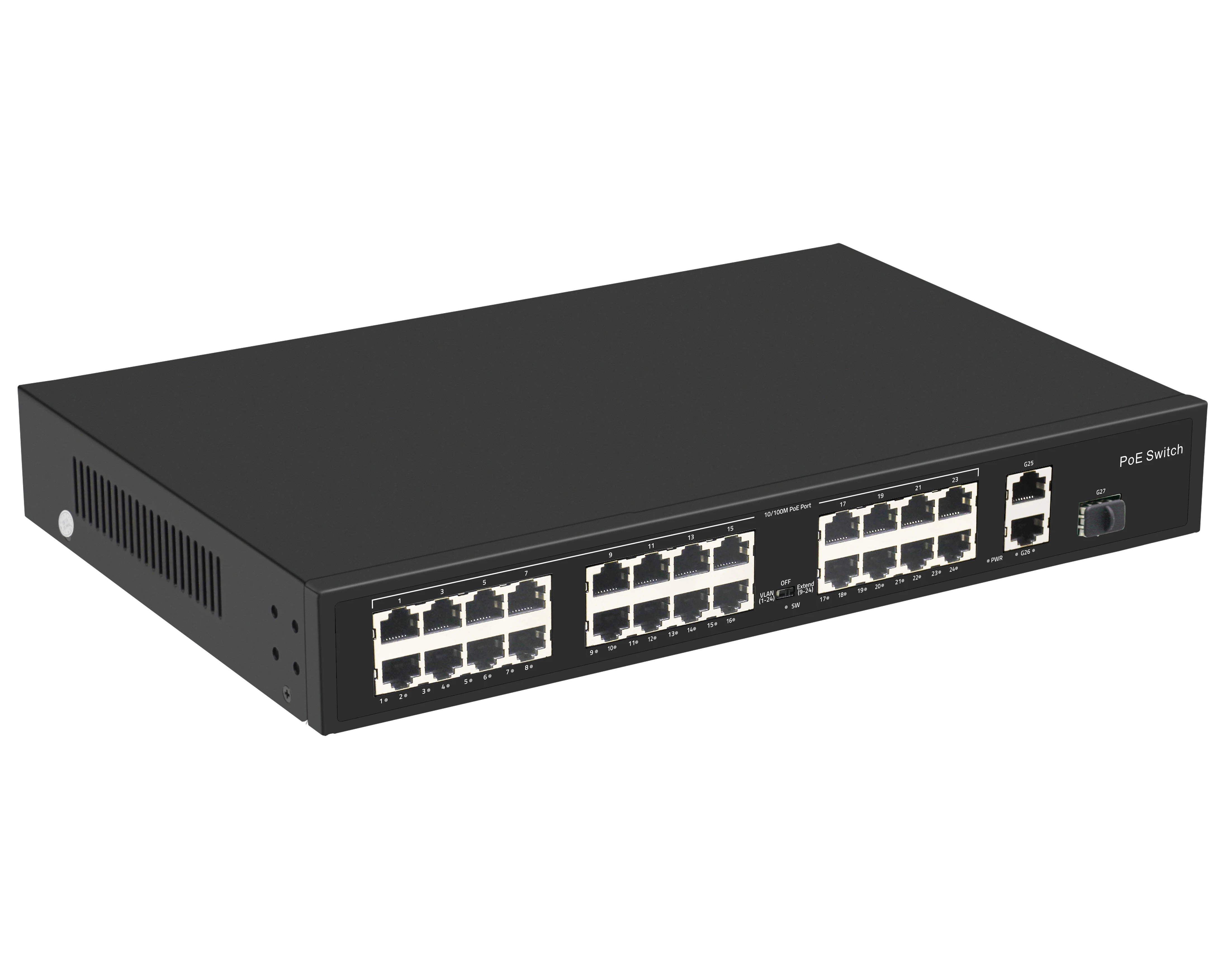 ギガビットアップリンク24ポートPoEスイッチコンボポート 10/100/1000M RJ45(PoE+) x24ポート ギガビットL2 PoEスイッチ FXC5224PE