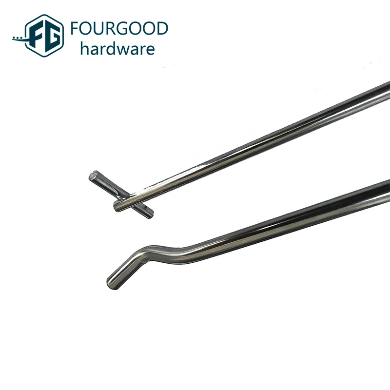 Metal Chrome Display Single Line Slatwall Hook with Price Tag for Supermarket Display Hook