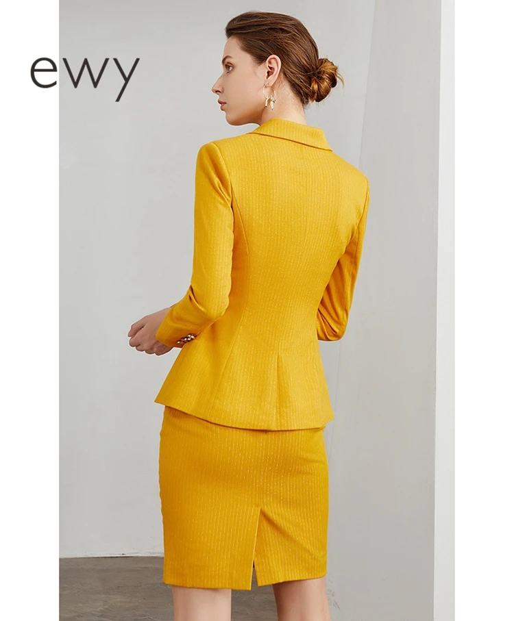 Set Woman Yellow Women Suit Office Skirt,Short Elegant Suit For Woman