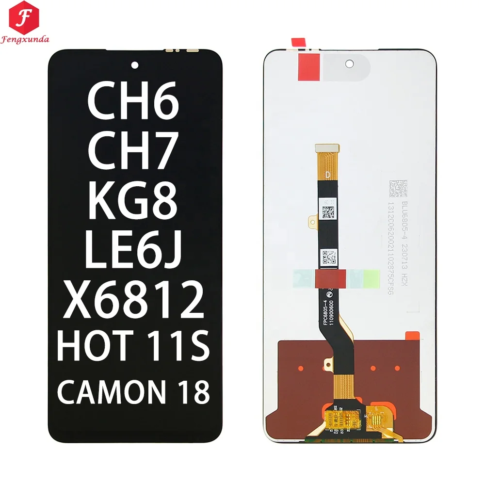 Replacement LCD Screen for Tecno Ch6 Ch7, Infinix Hot11s X6812