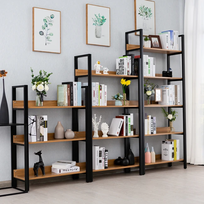 Rustic Bookcase Standing Storage Shelf Industrial 5 Shelf Bookcase Metal