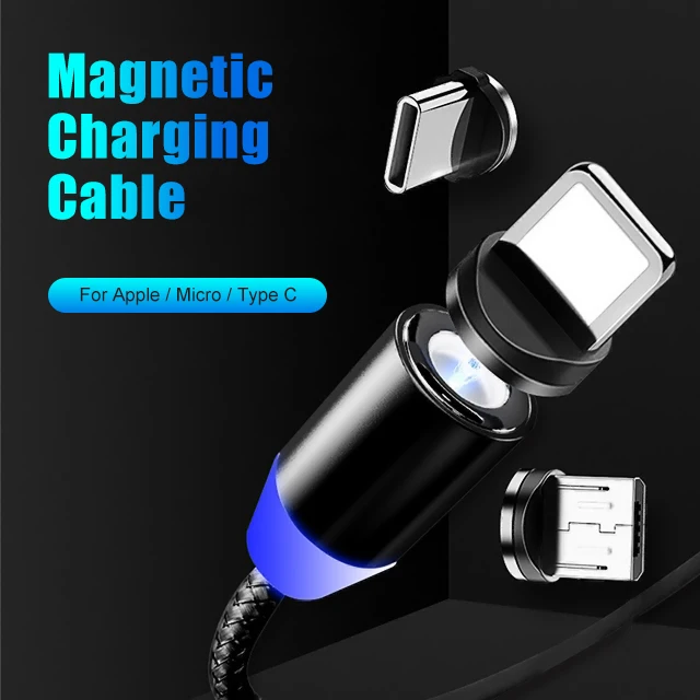 New Cell Phone USB Charger LED Magnet 3 in 1 Magnetic Charging  Cable