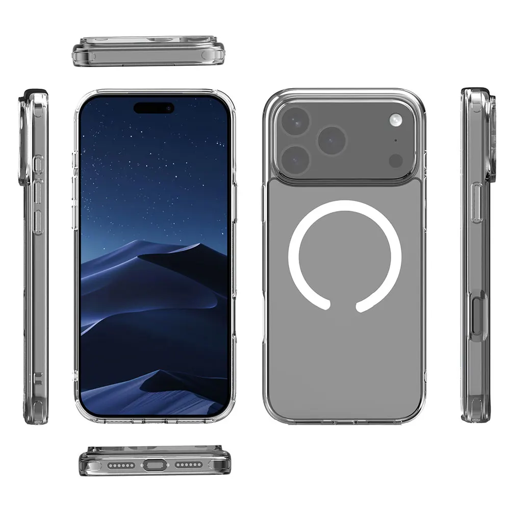 product laudtec simple transparent shell tpu pc wireless charging shockproof mangetic clear phone case for iphone 17 air pro max 16  15-3