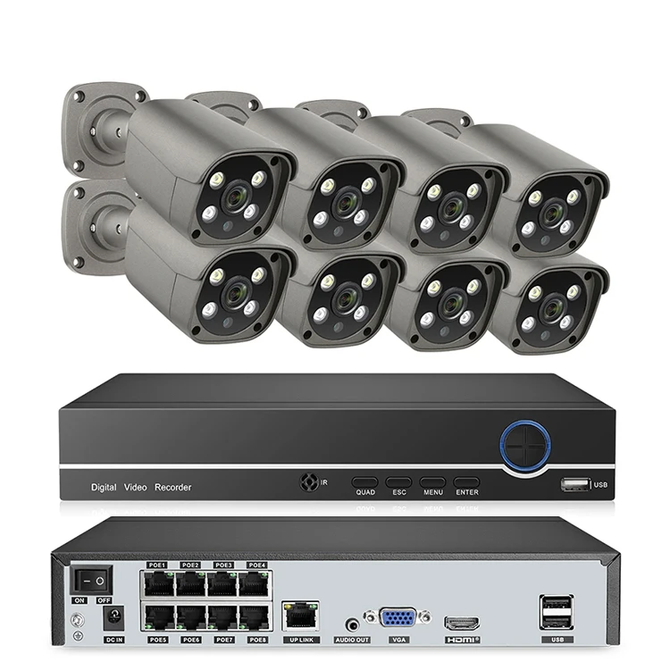 Techage 8CH 5MP POE NVR Kit CCTV System 5MP Security 8CH Poe IP Camera Kit  With 8pcs AI IP POE Camera