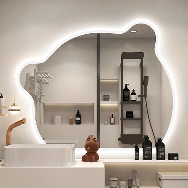 BOLEN NEW design irregular cute Bear shape led mirror lamp bathroom wall mount magnifying mirror with lights around the edge