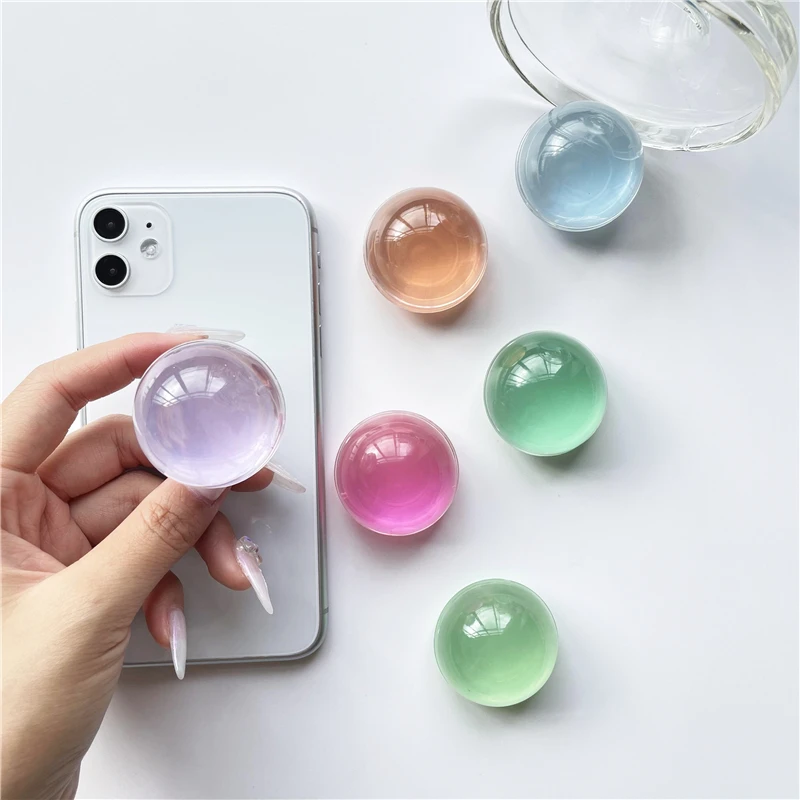 Factory Custom High Quality Crystal Transparent Phone Grip Wholesale Mobile Phone Holder Spherical Phone Socket Custom Logo
