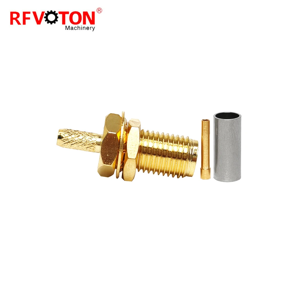 Factory Low Price SMA Female Jack Hembra Bulkhead Crimp for RG174  Rg316 WTR 100 Cable Rf Coaxial Connector in Stock Rohs