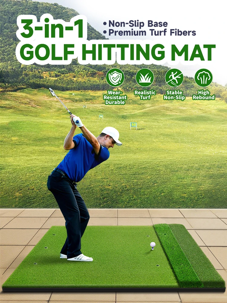 3-in-1 Golf Hitting Mat - Perfect for Indoor & Outdoor Training