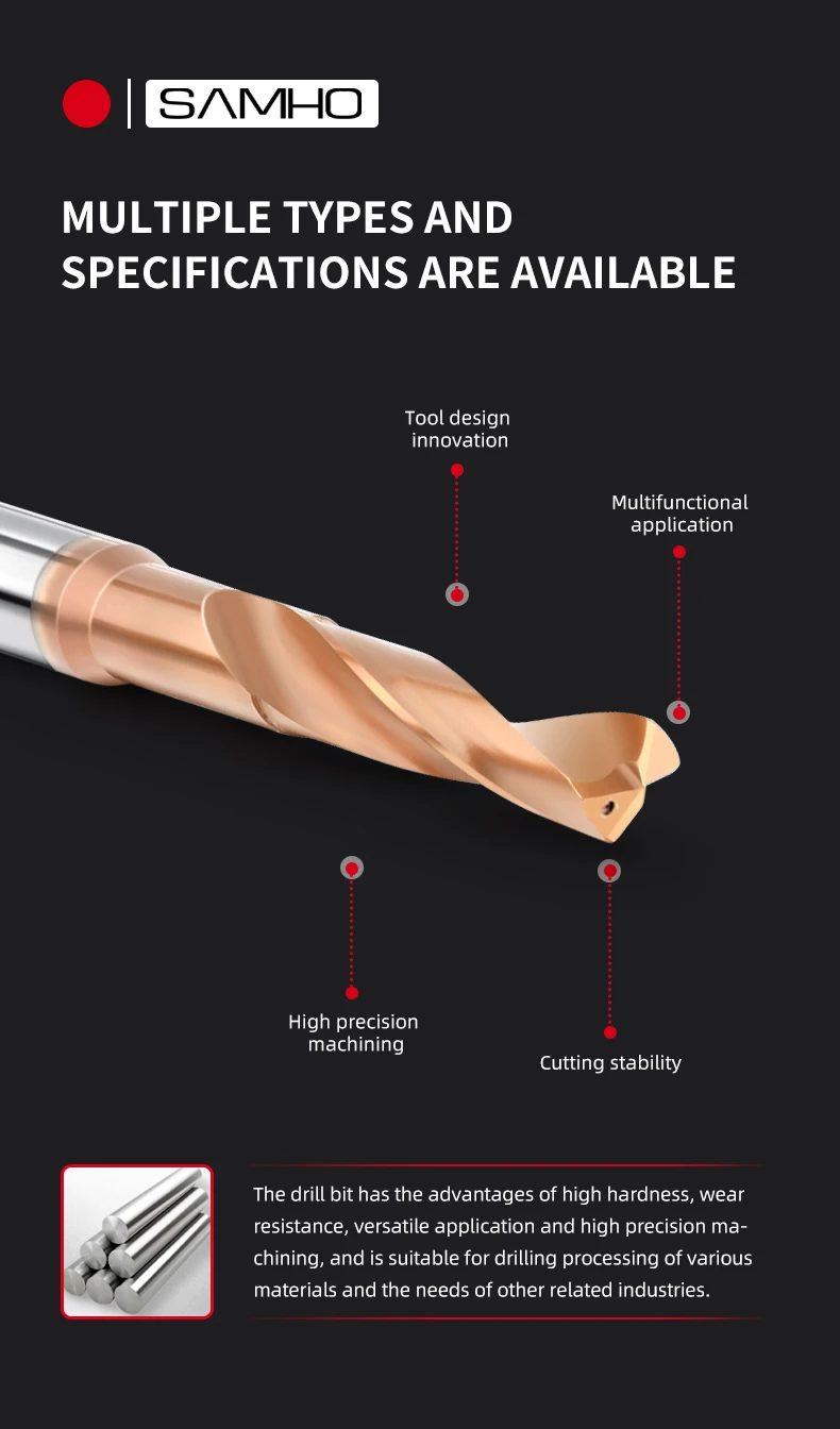 Samho Tungsten Carbide Internal Cooling Metal Drill Bits Hrc65 Super ...
