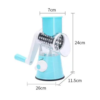 Multifunctional 3 in 1 Tabletop Kitchen Rotary Cheese Grater Potato Vegetable Slicer with 3 Drum Blades salad cutter