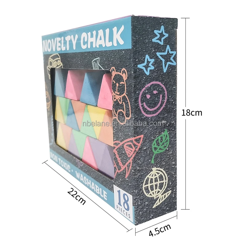 Educational Novelty 15 Pieces of Pyramid Shaped Chalk Non Toxic Triangle Sidewalk for Kids