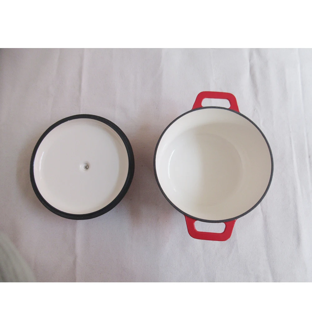 Cast Iron Enamel Casserole Cookware Deep Round Covered Casserole Cooking Pots Dutch Oven With Metal Lid