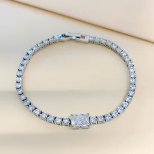 Goldleaf Fine Jewelry Men Hip Hop Tennis Chain Luxury Princess Cut Vvs Moissanite D Color Tennis Bracelet Moissanite Tennis