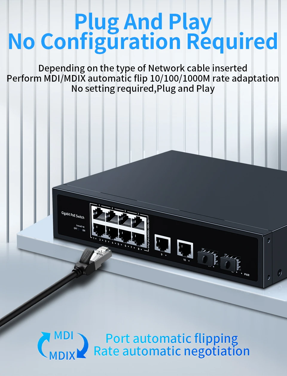 48v 1000mbps 8 Port Poe Switch With Watchdog Functions For Hikvision ...
