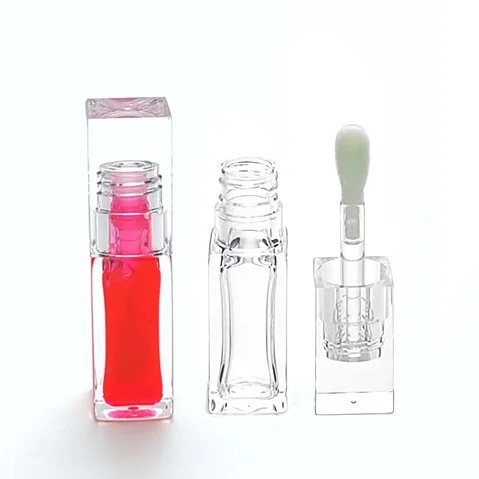 Customized Transparent 10ml Lipgloss Tube Lip Oil Container Large Wand Applicator Lip Gloss Tubes with Big Brush
