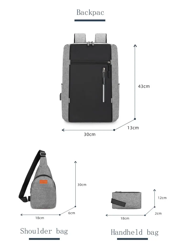 Generic Backpack 3 In 1 Smart Anti-Theft Smart Backpack
