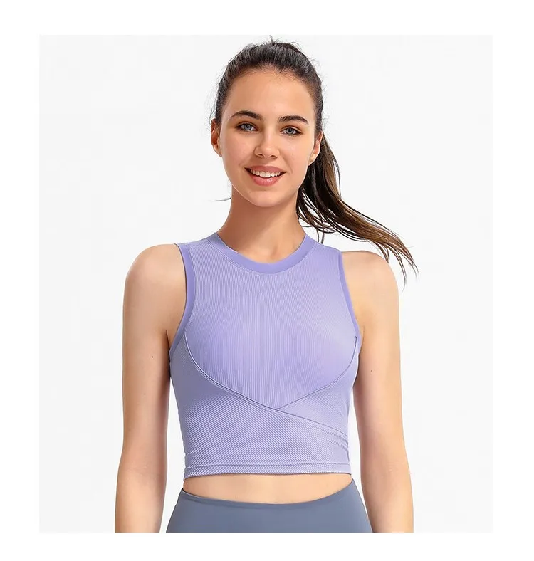 Rib Running Sports Vest Women S Summer Bra Yoga Suit Top Sleeveless Fitness Underwear Buy