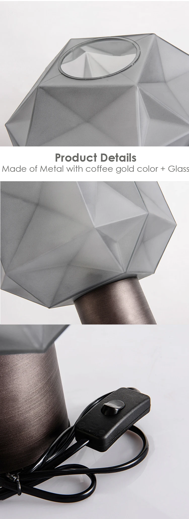 Guang dong nordic modern luxury night stained glass multipurpose LED table lamp for bedroom