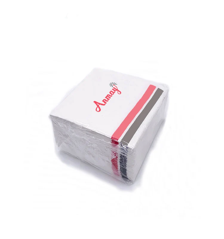 Одноразовые черные бумажные полотенца салфетки для коктейлей бара 10 см ресторана двухслойные цветные Предварительно упакованные на заказ изображения